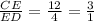 \frac{CE}{ED} = \frac{12}{4} = \frac{3}{1}