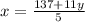 x=\frac{137+11y}{5}\\&#10;