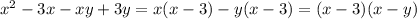 x^2-3x-xy+3y=x(x-3)-y(x-3)=(x-3)(x-y)