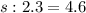 s:2.3=4.6