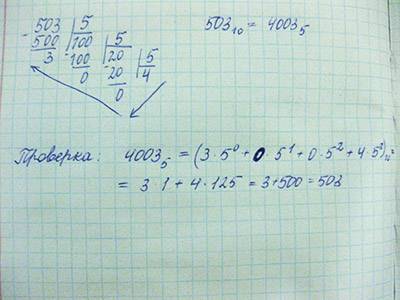 Просто не ! нужно перевести число 503 из десятичной системы в пятеричную и сделать проверку, она у м