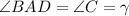 \angle BAD = \angle C = \gamma