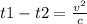 t1-t2= \frac{v^{2} }{c}