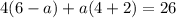 4(6-a)+a(4+2)=26