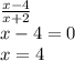 \frac{x-4}{x+2} &#10;\\\&#10;x-4=0&#10;\\\&#10;x=4