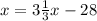 x=3\frac{1}{3}x-28