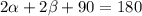 2 \alpha +2 \beta +90=180