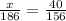 \frac{x}{186} = \frac{40}{156}