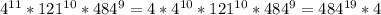 4^{11}* 121^{10} * 484^9=4*4^{10}*121^{10}*484^9=484^{19}*4