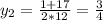 y_2=\frac{1+17}{2*12}=\frac{3}{4}