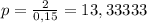 p=\frac{2}{0,15} =13,33333