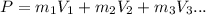 P= m_{1} V_{1} +m_{2} V_{2}+m_{3} V_{3} ...