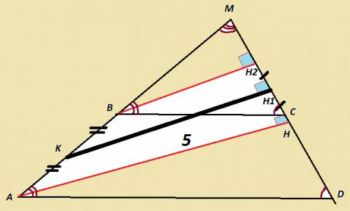 Втрапеции авсd расстояние от вершины а до прямой, содержащей боковую сторону сd, равно 5.найдите рас