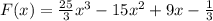 F(x)=\frac{25}{3}x^3-15x^2+9x-\frac{1}{3}