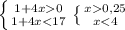 \left \{ {{1+4x0} \atop {1+4x0,25} \atop {x