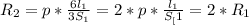 R_{2} = p* \frac{6l_{1}}{3S_{1}} = 2*p* \frac{l_{1}}{S_[1}} =2*R_{1}