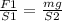 \frac{F1}{S1} = \frac{mg}{S2}