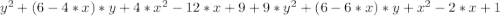 y^2+(6-4*x)*y+4*x^2-12*x+9+9*y^2+(6-6*x)*y+x^2-2*x+1