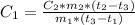 C_{1} = \frac{C_{2}*m_{2}*(t_{2} - t_{3})}{m_{1}*(t_{3}-t_{1})}