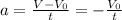 a = \frac{V - V_{0}}{t} = - \frac{V_{0}}{t}