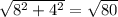 \sqrt{8^2+4^2}=\sqrt{80}\\