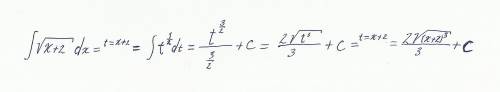 Найти неопределенный интеграл методом подстановки ∫√х+2(х+2 под корнем)dx
