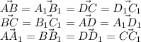 \vec{AB}=\vec{A_1B_1}=\vec{DC}=\vec{D_1C_1}\\\vec{BC}=\vec{B_1C_1}=\vec{AD}=\vec{A_1D_1}\\\vec{AA_1}=\vec{BB_1}=\vec{DD_1}=\vec{CC_1}\\