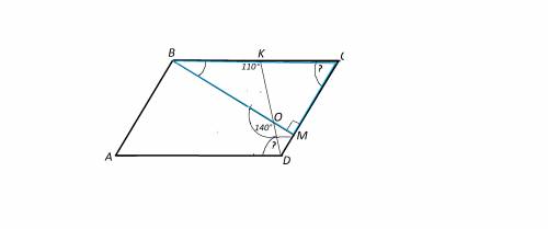 На сторонах bc и cd параллелограмма abcd взяты точки k и m соответственно. отрезки bm и cd пересекаю