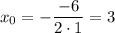 x_0=-\dfrac{-6}{2\cdot 1}=3