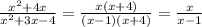 \frac{x^2+4x}{x^2+3x-4} = \frac{x(x+4)}{(x-1)(x+4)}= \frac{x}{x-1}