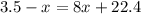 3.5 - x = 8x + 22.4