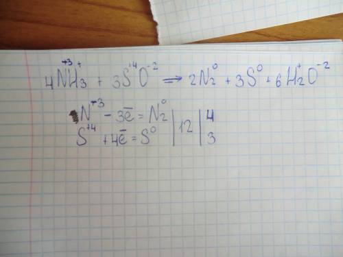 Методом электронного расставьте коэффициенты в уравнении: nh3+so2-> n2+s+h2o укажите окислитель и