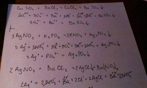 Какие соли можно получить имея cu so4 agno3 k3po4 bacl2.написать уравнения в ионно молекулярном виде