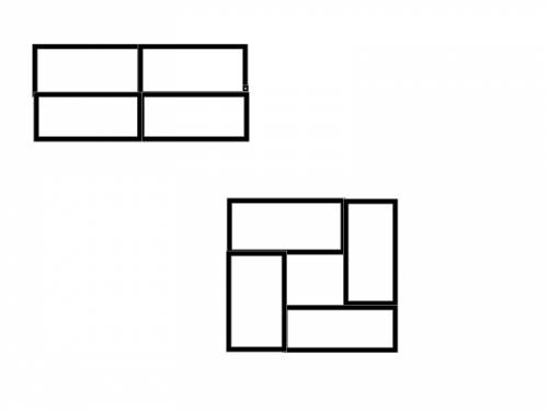 Прямоугольный лист бумаги со сторонами 8см и 4см разрезали на 4 равные части, а затем из них состави