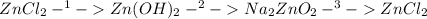 ZnCl _{2} - ^{1} - Zn(OH) _{2} - ^{2} -Na _{2} ZnO _{2} - ^{3} - ZnCl _{2}