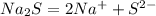 Na_{2} S = 2Na ^{+} +S ^{2-}