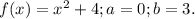 f(x)=x^2+4; a=0;b=3.