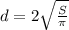 d=2 \sqrt{ \frac{S}{ \pi } }