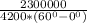 \frac{2300000}{4200*(60^{0} -0^{0} ) }