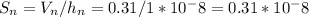 S_n = V_n/h_n = 0.31/1*10^-8 = 0.31*10^-8