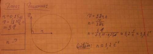 Колесо велосипеда имеет диаметр 0,5 м. какую частоту вращения должно иметь колесо, чтобы скорость ве