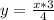 y = \frac{x*3}{4}