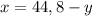 x=44,8-y