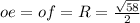 oe=of=R = \frac{\sqrt{58}}{2}