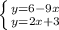 \left \{ {y= 6 - 9x} \atop {y= 2x+3}} \right.