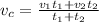 v_{c} = \frac{ v_{1} t_{1}+ v_{2} t_{2} }{ t_{1} +t_{2} }