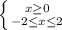 \left \{ {{x \geq 0} \atop {-2 \leq x \leq 2}} \right.