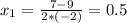 x_1=\frac{7-9}{2*(-2)}=0.5