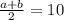 \frac{a+b}{2}=10