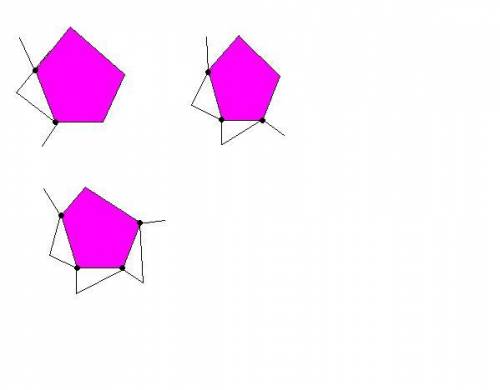 Могут ли пятиугольник и ломаная имет 2 общие точки, 3общие точки,4 общие точки?